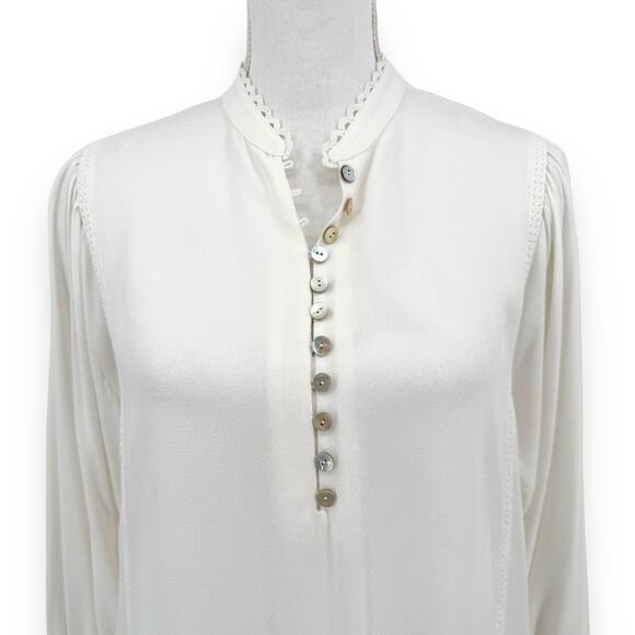 Soft Surroundings Womens Prairie Shell Button Popover Blouse XS Ivory - Picture 5 of 12
